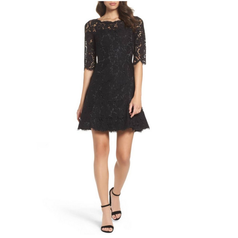 Black Lace Fit & Flare Cocktail Dress